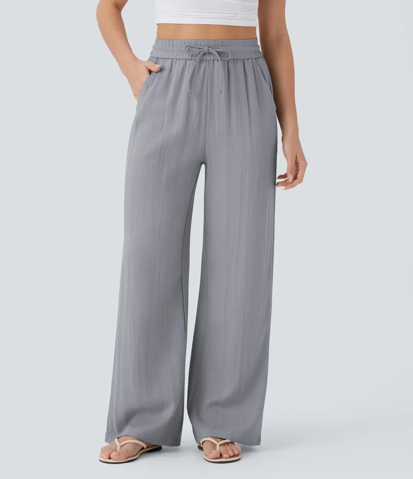 Maison™ | High Waisted Drawstring Pocket Wide Leg