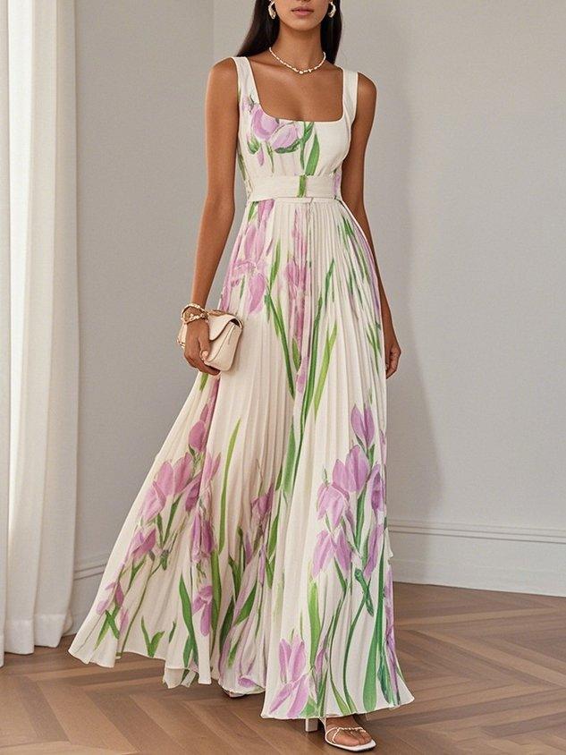 Maison™ | Floral Pleated Maxi Dress