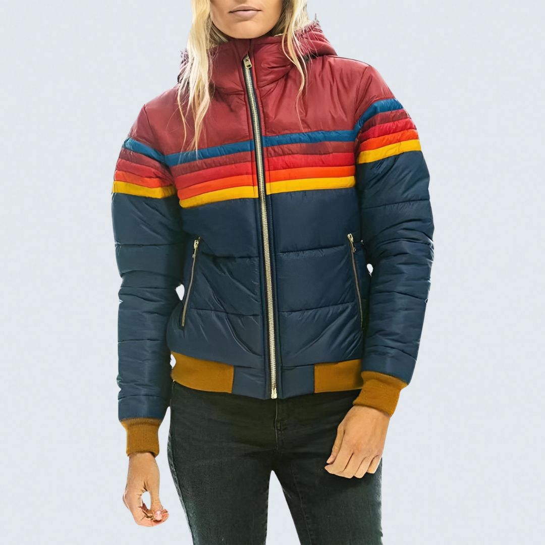 Katrina | Zip-Up Jacket with Rainbow Stripes
