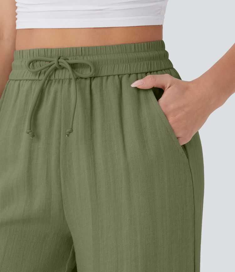 Maison™ | High Waisted Drawstring Pocket Wide Leg