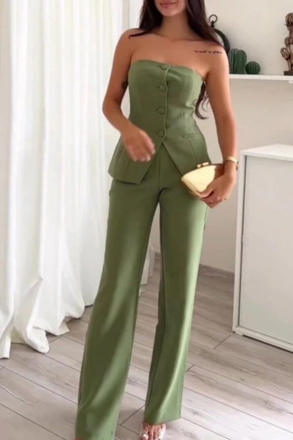 Maison™ | Strapless Button-Down Jumpsuit