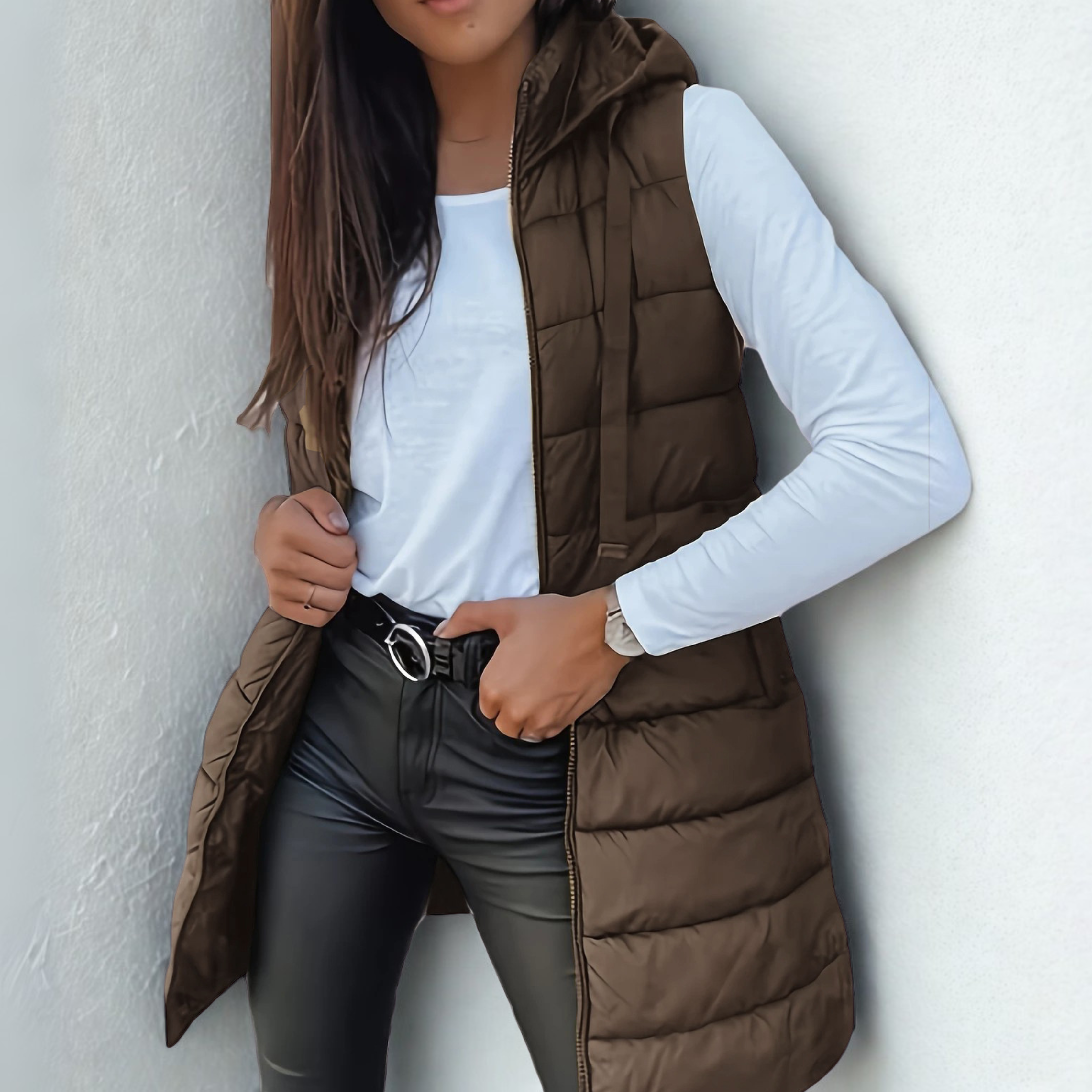 RAIN™ | Casual Sleeveless Hood Long Puffer Vest