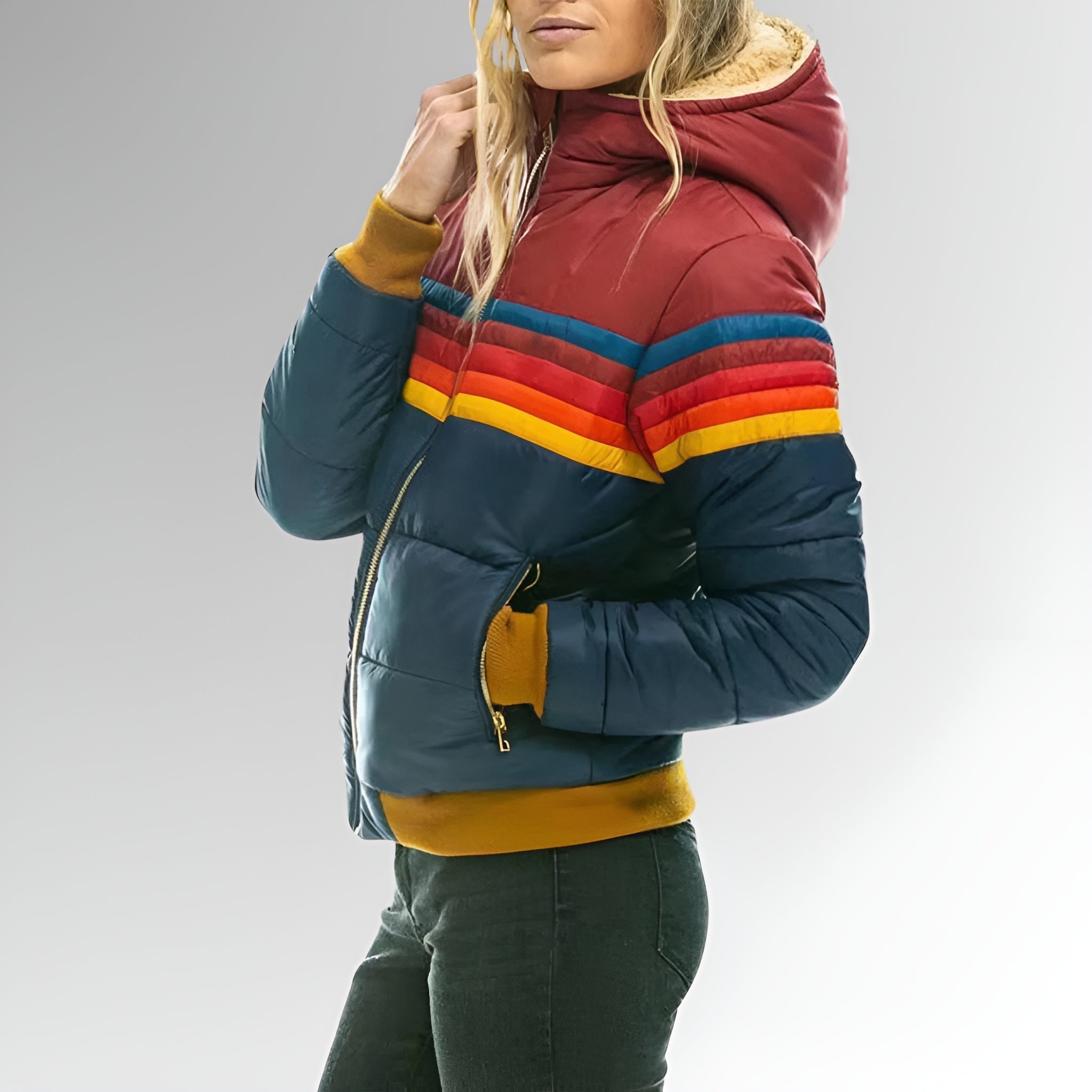 Katrina  | Zip-Up Jacket with Rainbow Stripes