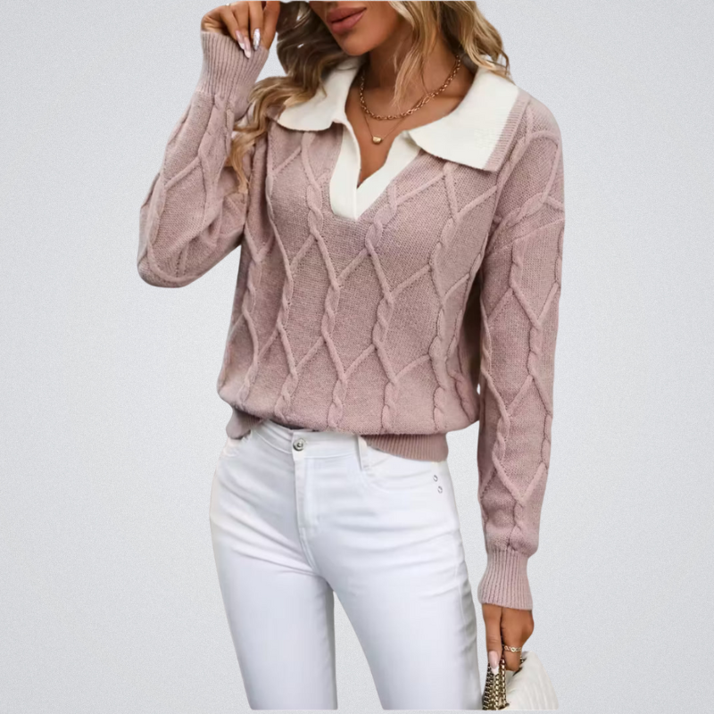 Mahalia - Cable Knit Collared Sweater