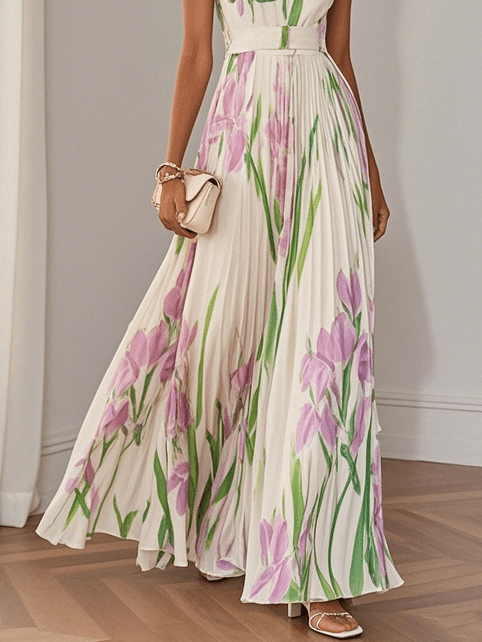 Maison™ | Floral Pleated Maxi Dress