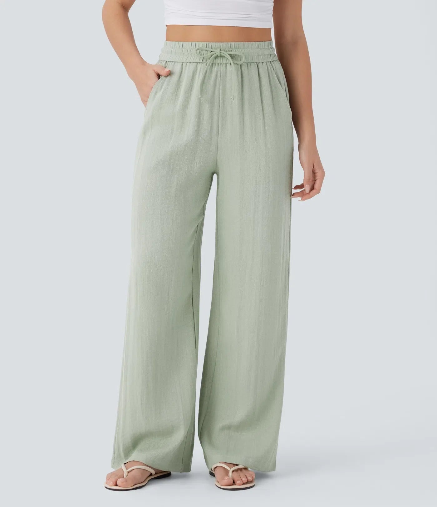 Maison™ | High Waisted Drawstring Pocket Wide Leg