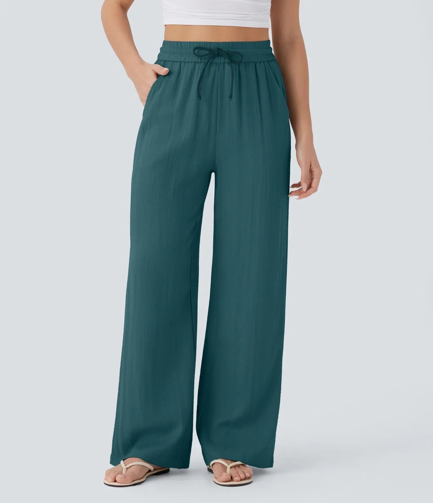 Maison™ | High Waisted Drawstring Pocket Wide Leg