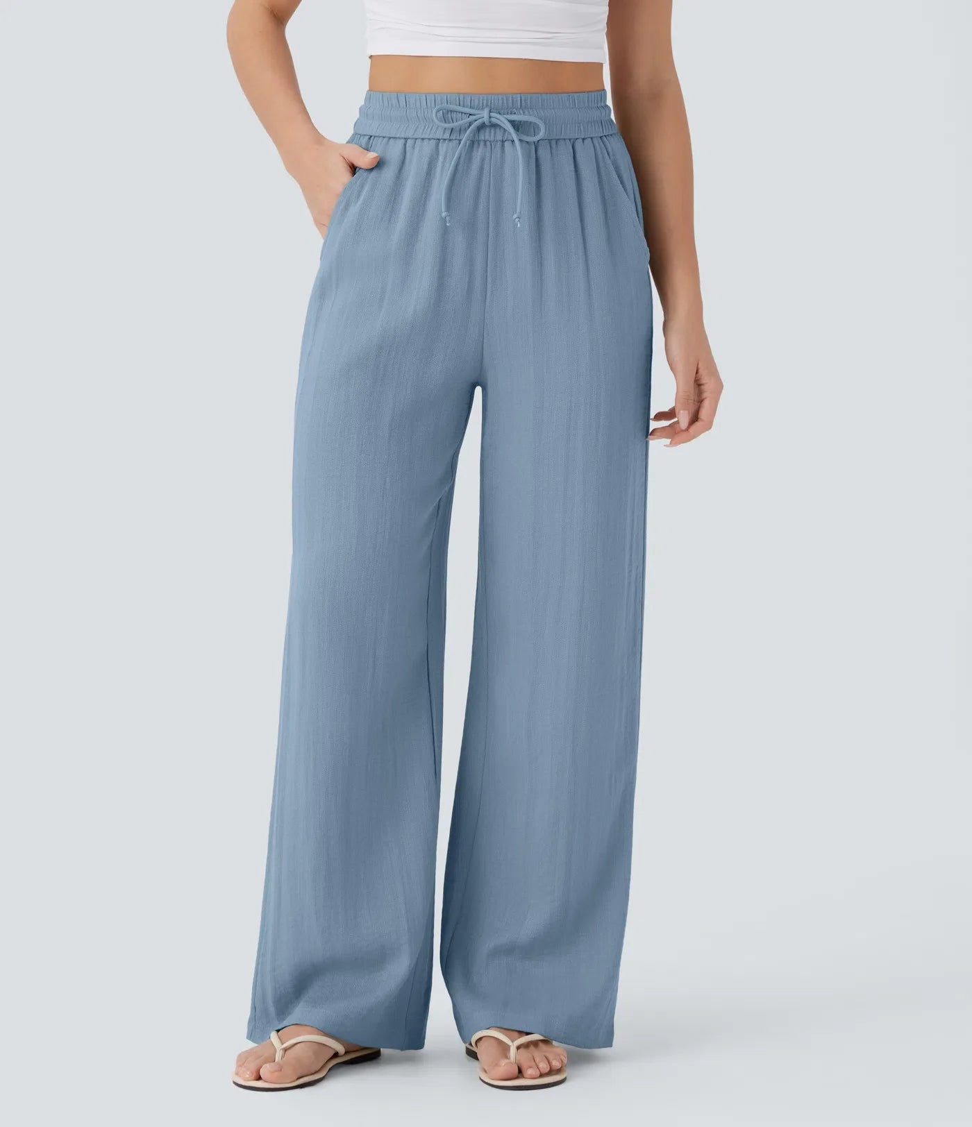 Maison™ | High Waisted Drawstring Pocket Wide Leg