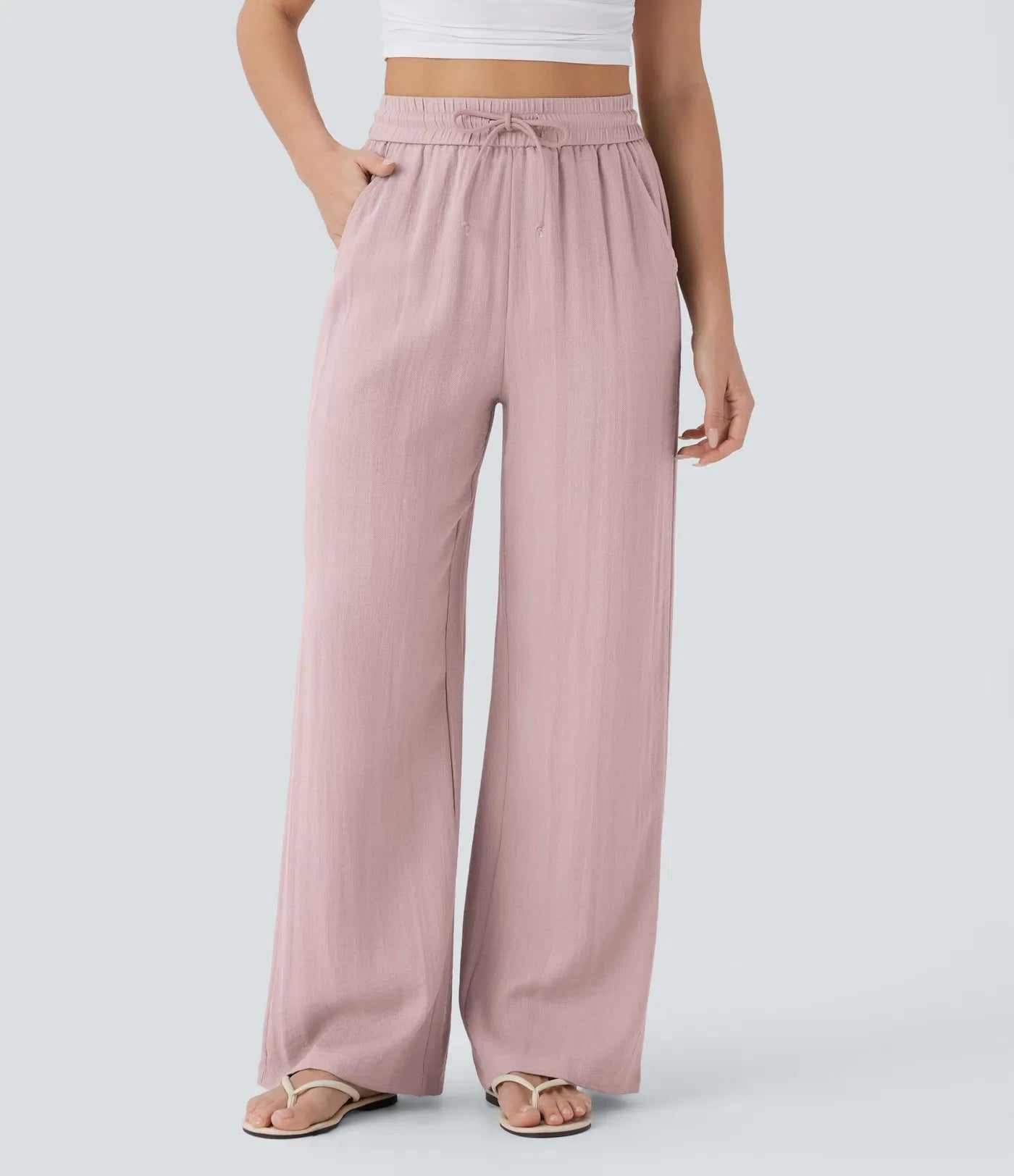 Maison™ | High Waisted Drawstring Pocket Wide Leg