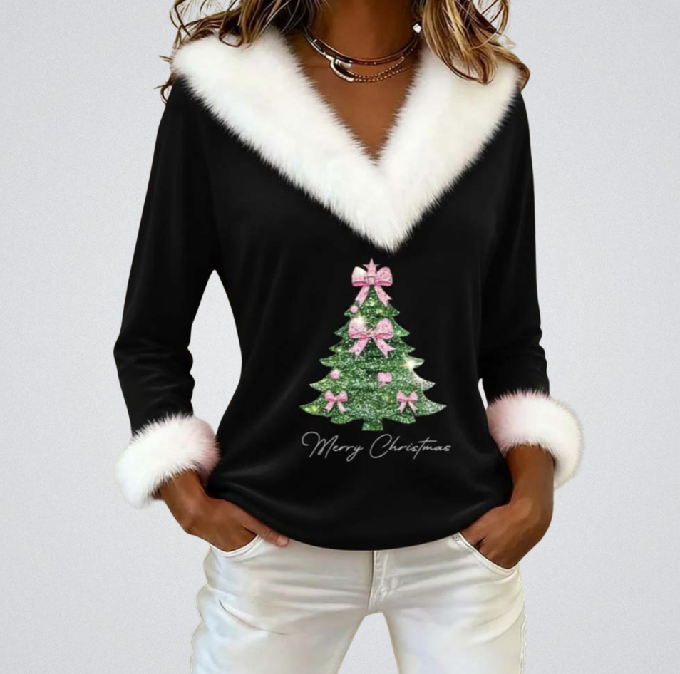 Janika - Warm Christmas V-Neck Sweater