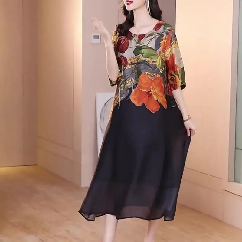 Debby - Elegant Floral Print Dress