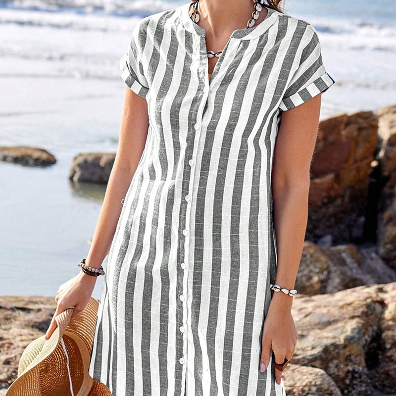 Maison™ | Elegant Striped Shirt Dress